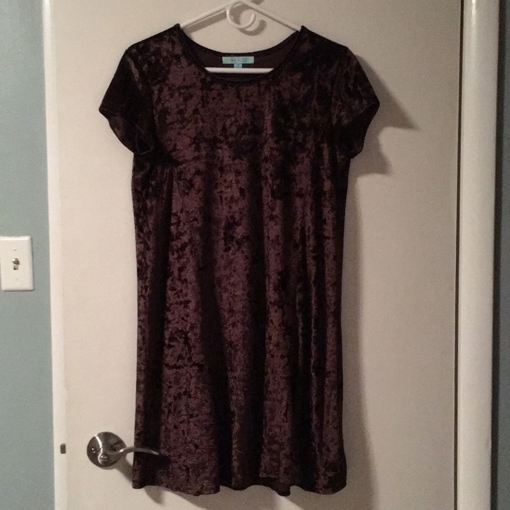 She + Sky Brown Velour Swing Tee Dress